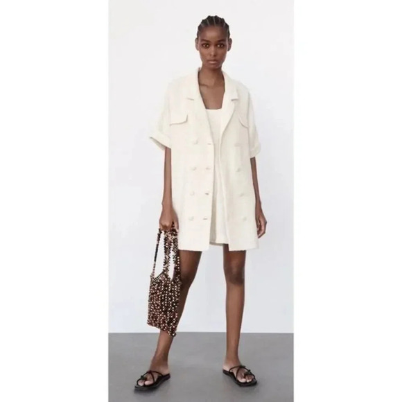 Zara TEXTURED SHIRT DRESS - Picture 1 of 8